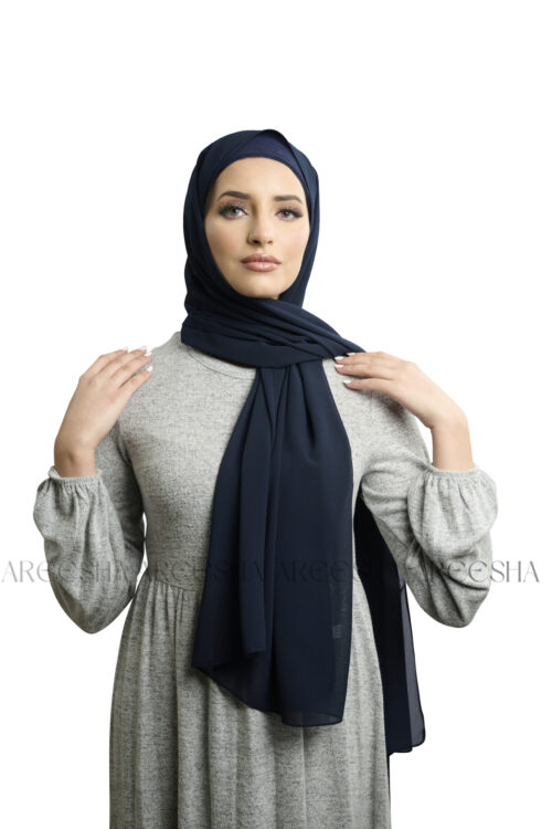 Navy Blue Chiffon Hijab