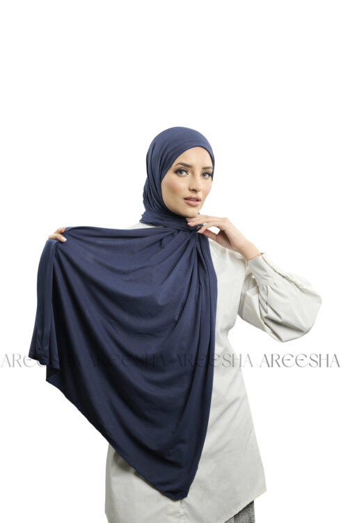 Navy Blue Jersey Hijab