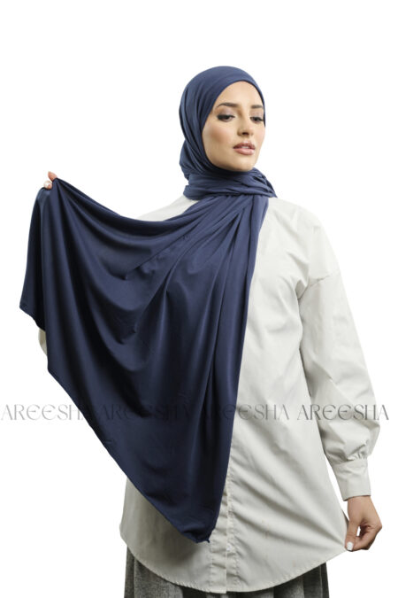 Navy Blue Jersey Hijab - Image 2